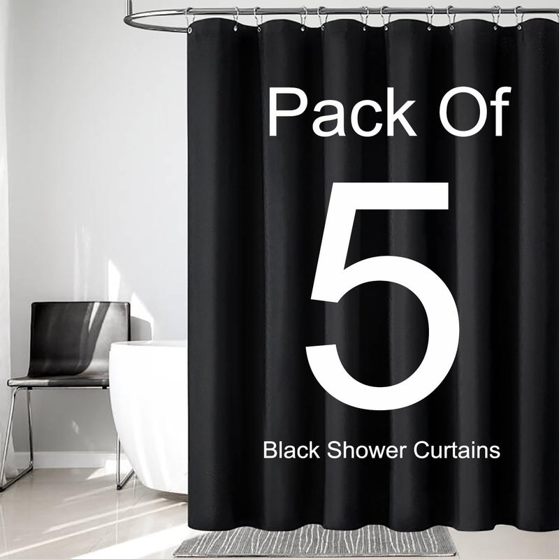 LLSCL 5 Pack Fabric Shower Curtain Liner with Magnets, Shower Curtain with Rustproof Metal Gromments and Waterproof Hotel Quality, 72 x 72 Machine Washable - Image 1